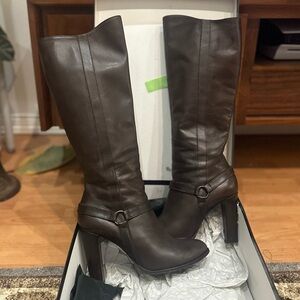 Evado Vera Pelle Leather Boots Dark Brown 40 9 wide shaft